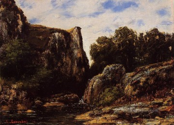 Una cascada en el paisaje del Jura Montaña Gustave Courbet Pinturas al óleo